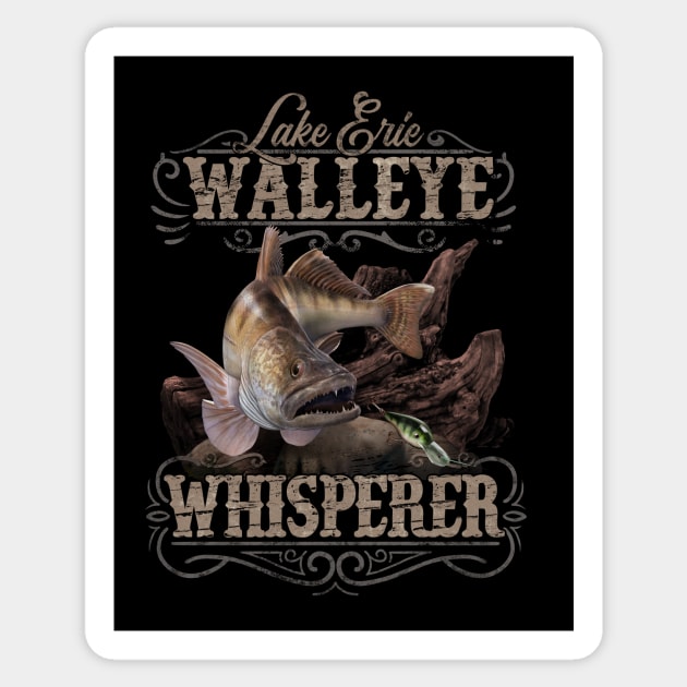 Lake Erie Walleye Whisperer Vintage Fishing Sticker by MarkusShirts